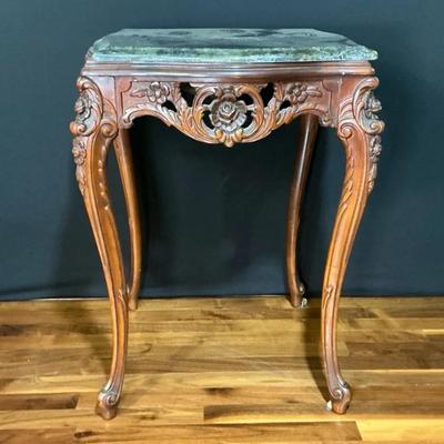 Vintage French Louis XV Ornate Marble Top End Table II