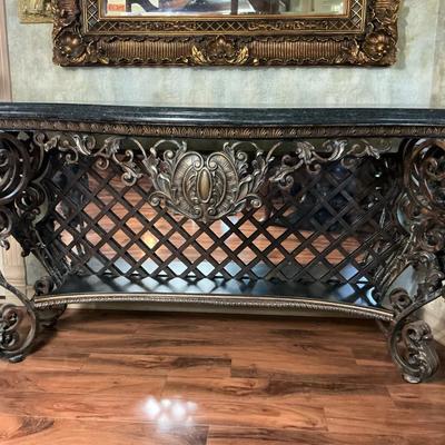 Metal, Marble, & Mirror Entry Table #1
