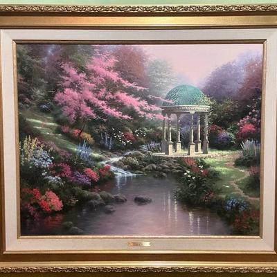 Signed Limited Edition Thomas Kincade Pools Of Serenity The Garden Of Prayer II