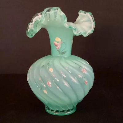 Hand Painted Fenton Vase, Signed #2