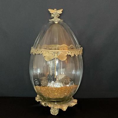 Crystal, Brass Egg Shaped Urn