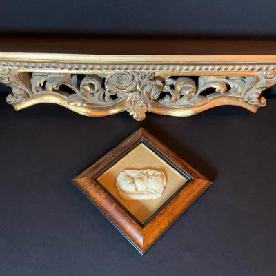 Gold Shelf With Framed Birds Wall Decor