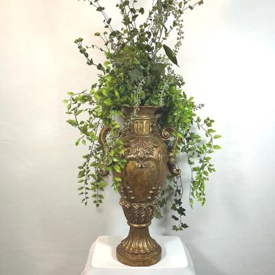 Artificial Plant In Gold Toned Urn