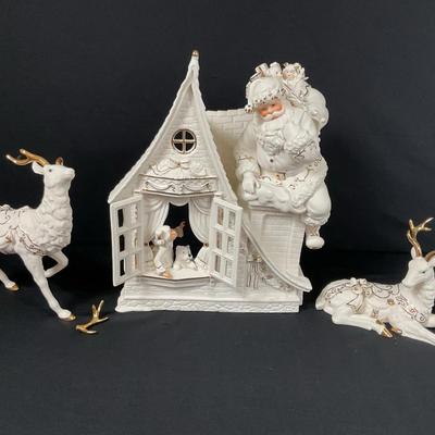 Grandeur Noel Santa And Reindeer
