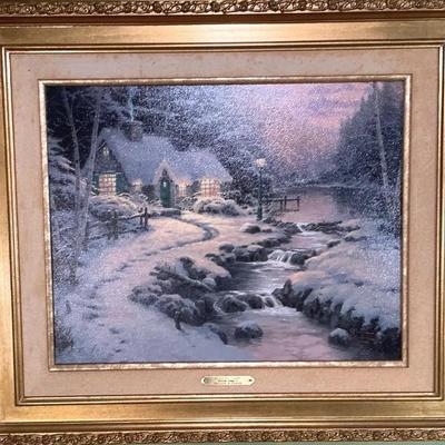 Signed Limited Edition Thomas Kincade Evening Glow Christmas Cottage X