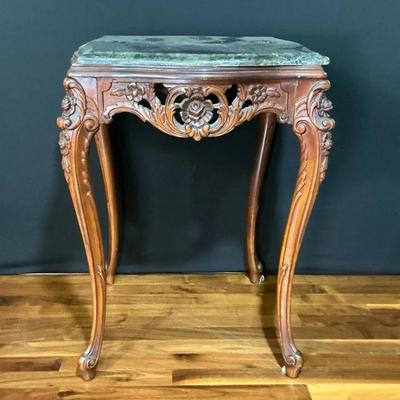 Vintage French Louis XV Ornate Marble Top End Table I