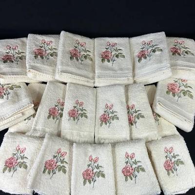 Rose Embroidered Towels