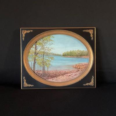 Landscape Painting With Oval Frame