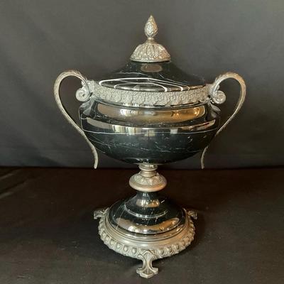 Classical French, Black Marble Lidded Urn