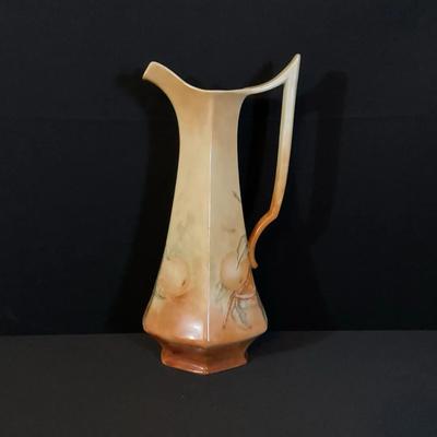Limoges Handpainted Tankard Pitcher With Peaches