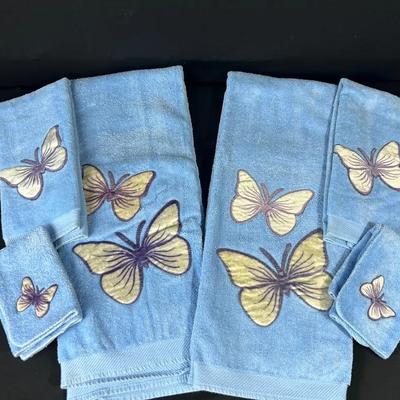 Vintage Blue Butterfly Towel Set