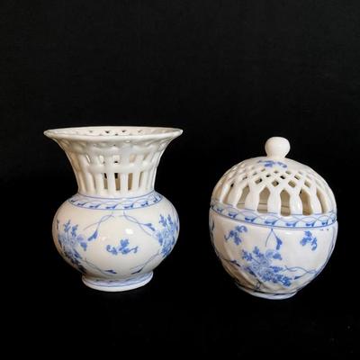 Rose Brocade By Skye McGhie Vase & Lidded Jar