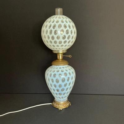 Vintage Fenton Opalescent Coin Dot Lamp