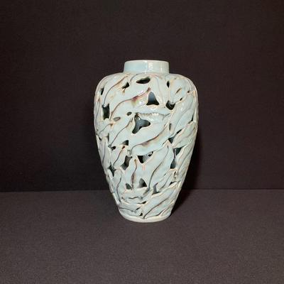 Decorative Ceramic Vase With Cutouts
