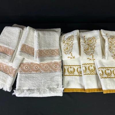 Gold & White Embroidered Towels 