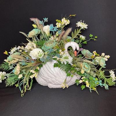 Vintage Dartmouth Pottery Swan Vase Floral