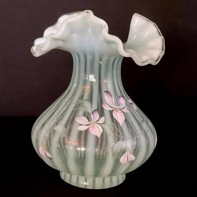 Hand Painted Fenton Vase, Signed