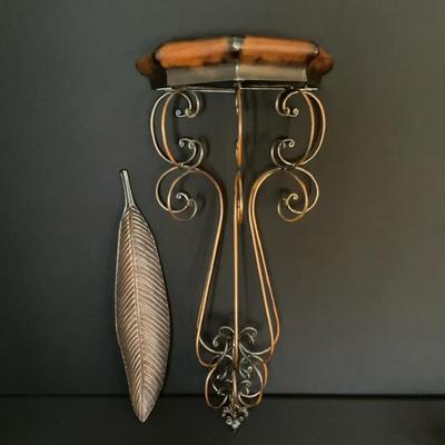 Metal Hanging Wall Stand and Metal Leaf Bowl