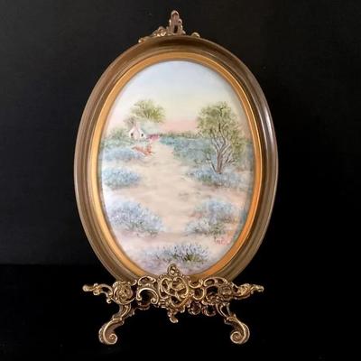 Painted Outdoor Scene On Porcelain By Genetts 