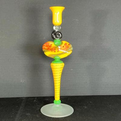Signed Loan Nemtoi Hand Blown Glass Candlestick