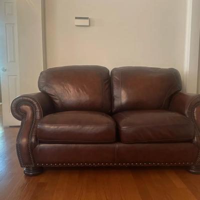 Brown Leather Loveseat Style Sofa