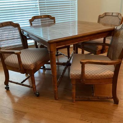 Vintage Faux Bamboo Dining Table 