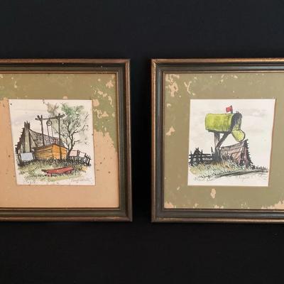 Framed Watercolor Paintings By Clyde E Gray