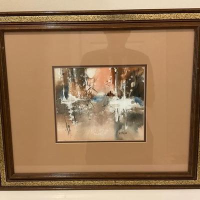 Framed Abstract Landscape Painting