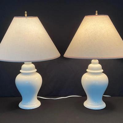 Pair of Cream Ceramic Table Lamps