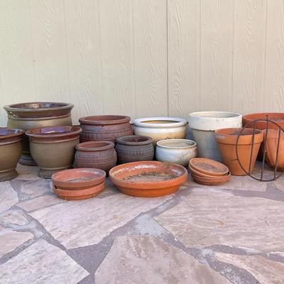 Various Sized Ceramic Pots And Saucers