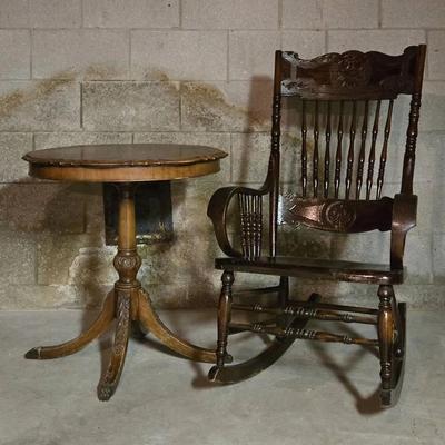 Rocking Chair & Pie Crust Table (B)