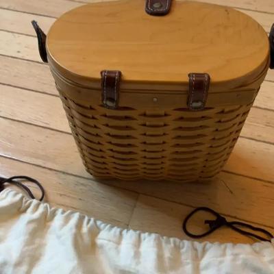 Sale Photo Thumbnail #27: Longaberger Wicker Basket with Leather Straps