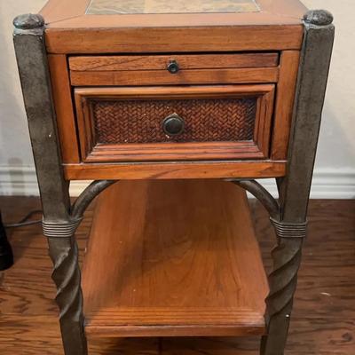 Night Stand Tile, Wood, And Metal  Lot1 
