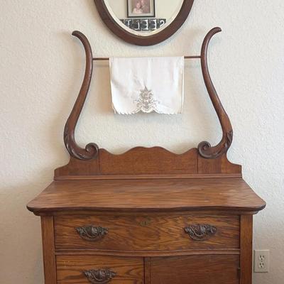 Antique Washstand And Mirror
