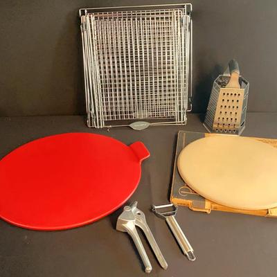 Two Baking Stones, Three Cooling Racks, Grater, Garlic Press And Peeler