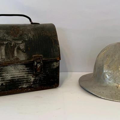 Vintage Metal Lunchbox And Cox Hardhat from Oilfield 