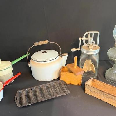 Kitchen Antiques (Dazey Butter Churn And Molds have been removed from lot) 