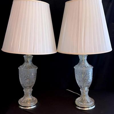 Pair Of Vintage Cut Glass Lamps