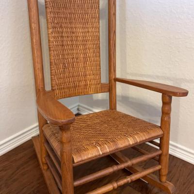 Rattan And Solid Wood Rocking Chair