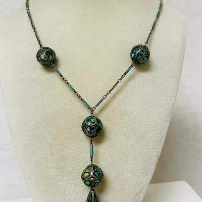 Filigree Turquoise Inlay Artistic Necklace