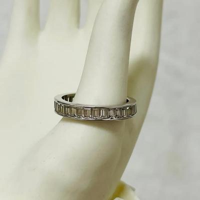 Sterling Silver Crystal Baguette Ring