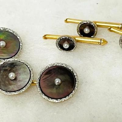 14K Gold Cuff Links and Shirt Studs