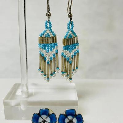 Sterling Silver and Seed Bead Earrings