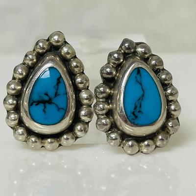Mexico Sterling Silver Turquoise Earrings