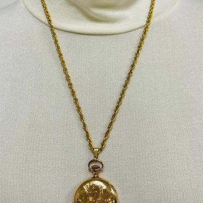 "Hampden Dueber" Antique Ladies Pocket Watch Pendant Necklace