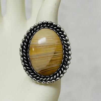 Handcrafted Natural Stone Silver Ring