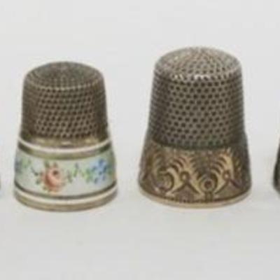 Sale Photo Thumbnail #213: 1213	8 STERLING THIMBLES, 1.4 OZT TOTAL WEIGHT
