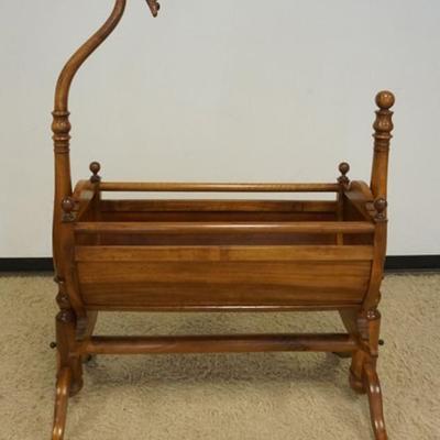 Sale Photo Thumbnail #253: 1253	ANTIQUE BIEDERMEIER GOOSE NECK CRADLE, APPROXIMATELY 47 IN X 28 IN X 66 IN H
