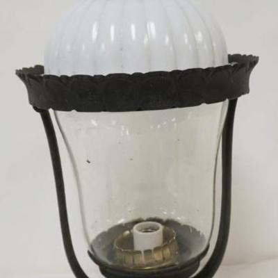 1046	CAST METAL POLE LAMP W/MILK GLASS TOP, APPROXIMATELY 26 IN HIGH

