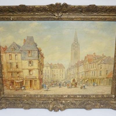 Sale Photo Thumbnail #116: 1116	OIL PAINTING ON CANVAS ARTIST SIGNED PIERRE LE BOEUFF, STREET SCENE, SOME LOSS TO FRAME, APPROXIMATELY 37 IN X 27 IN OVERALL
